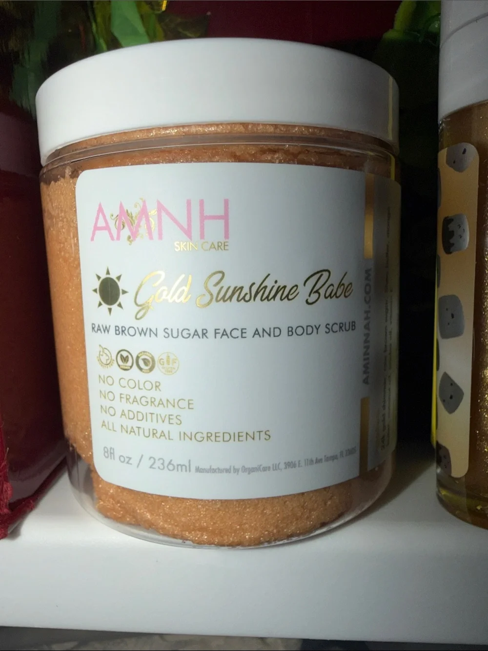 AMINAH Gold Sunshine Bake Sugar Scrub & Lip Gloss -Plus Face mask